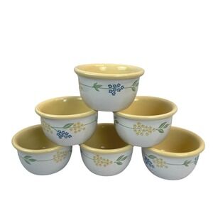 Corelle Coordinates Ramekins Secret Garden 7 oz Yellow Blue Stoneware Set of 6